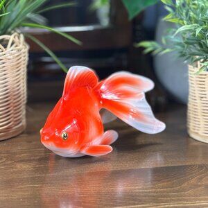 Vintage Noritake Goldfish Figurine Bone China Red Koi Fish Statue Collectible